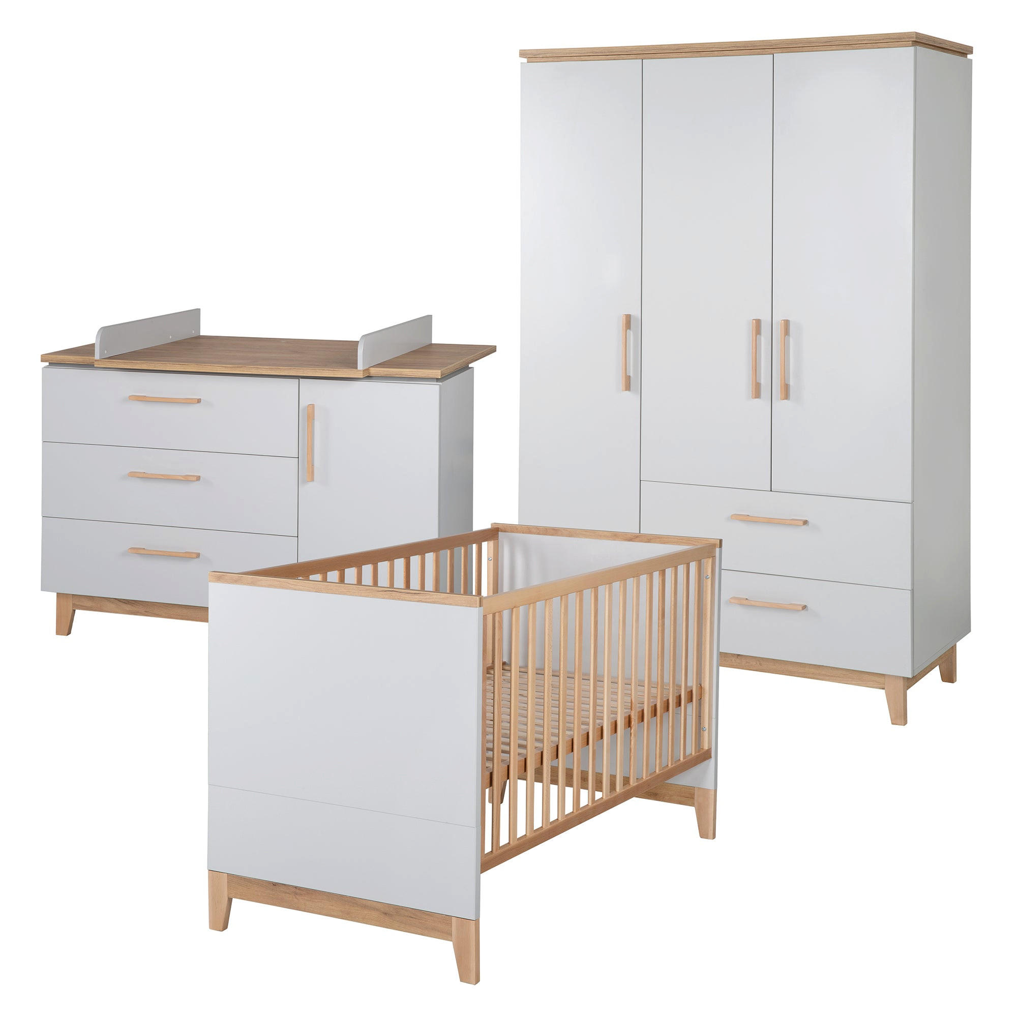 BABYZIMMER-SET Caro I, 3-teilig - Hellgrau, Holzwerkstoff (78/89/144cm) - Roba