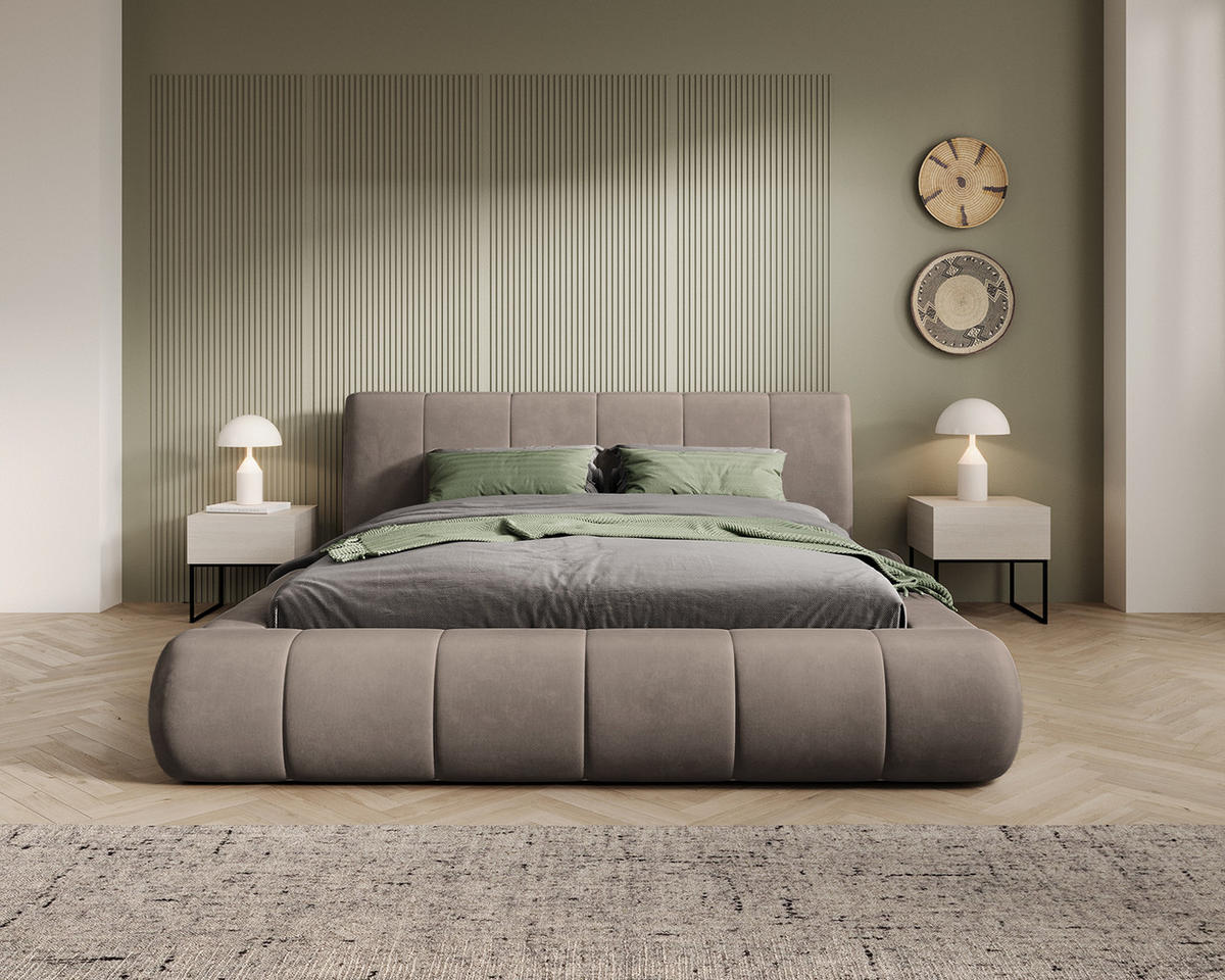 POLSTERBETT AVILLA 160x200 cm, Taupe - Taupe, Textil (200/160cm) - Fedve