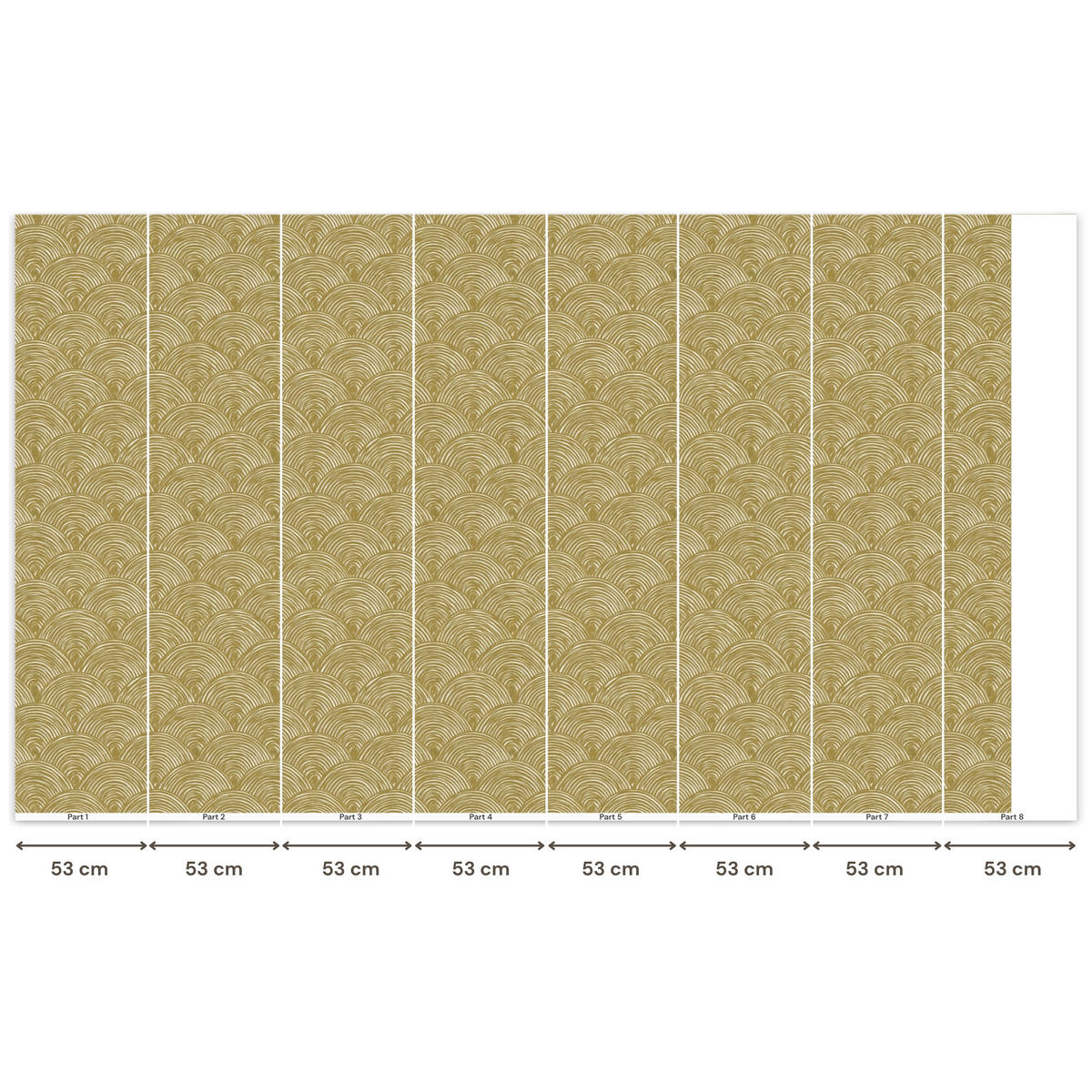 TAPETE - Fächer - Geometrisch - Grün - 400x240 cm - Goldfarben, Papier (400/240cm) - OnlyWow