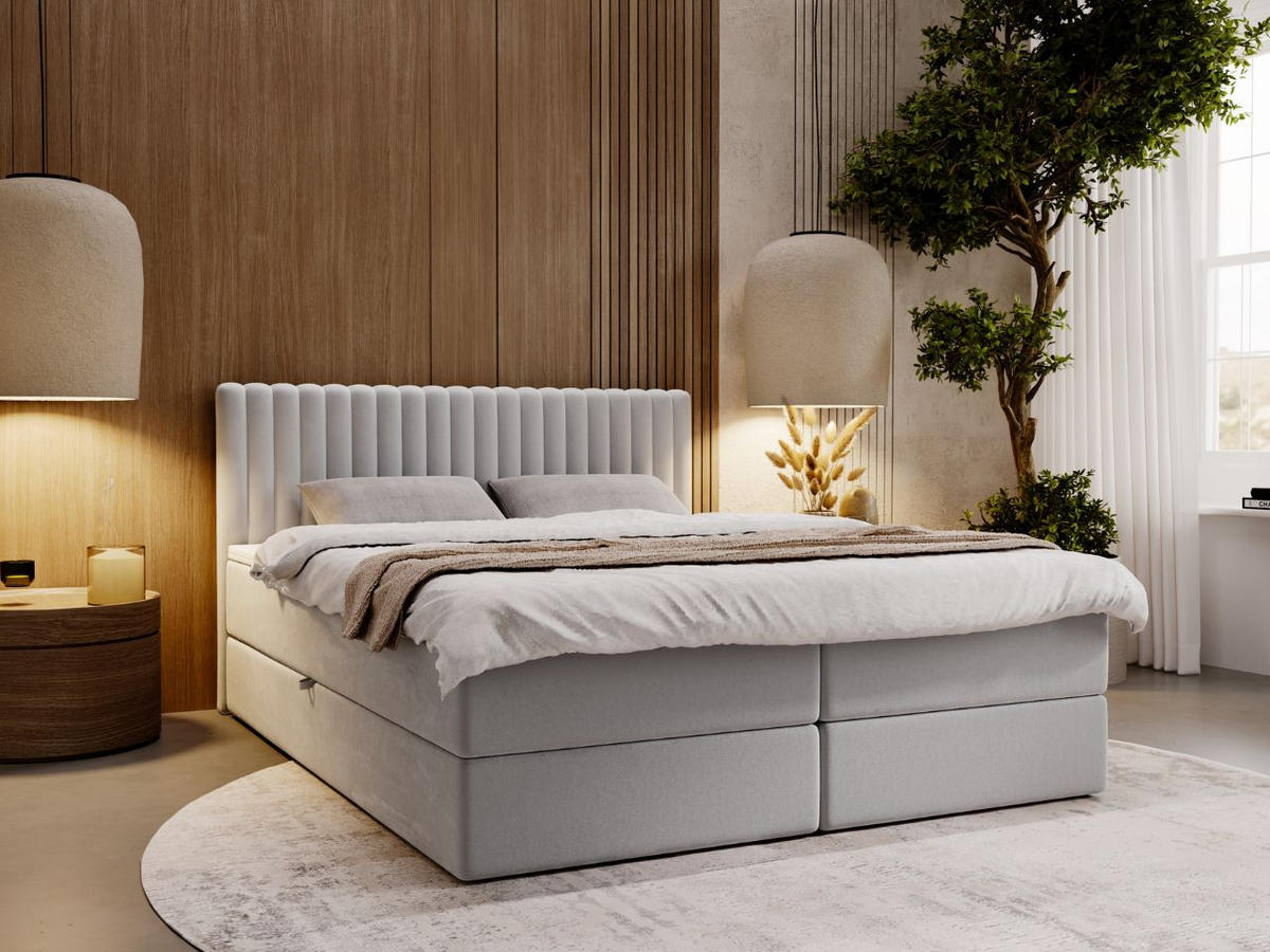 BOXBETT Marbella 200x200 Hellgrau - Hellgrau, Holz/Textil (200/200cm) - Graingold