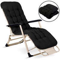 GARTEN-RELAXSESSEL Klappbarer mit Kissen, Schwarz - Schwarz, Metall (60/102/110cm)