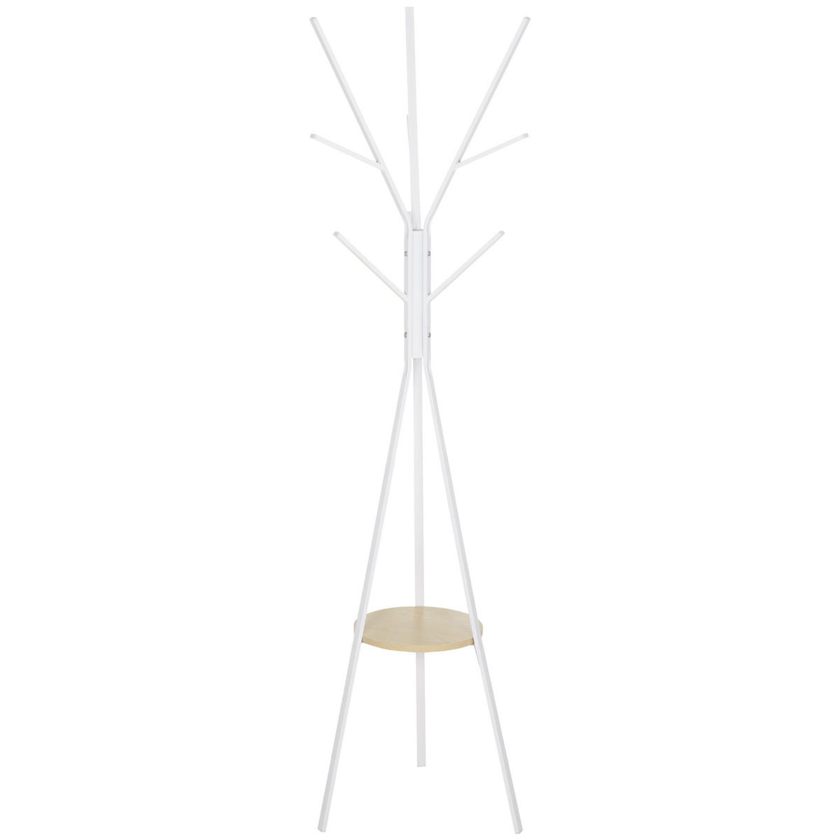 GARDEROBENSTÄNDER DE-17158 9 Haken & Ablage Weiß - Weiß, Metall (45/180/45cm) - ComfortXL