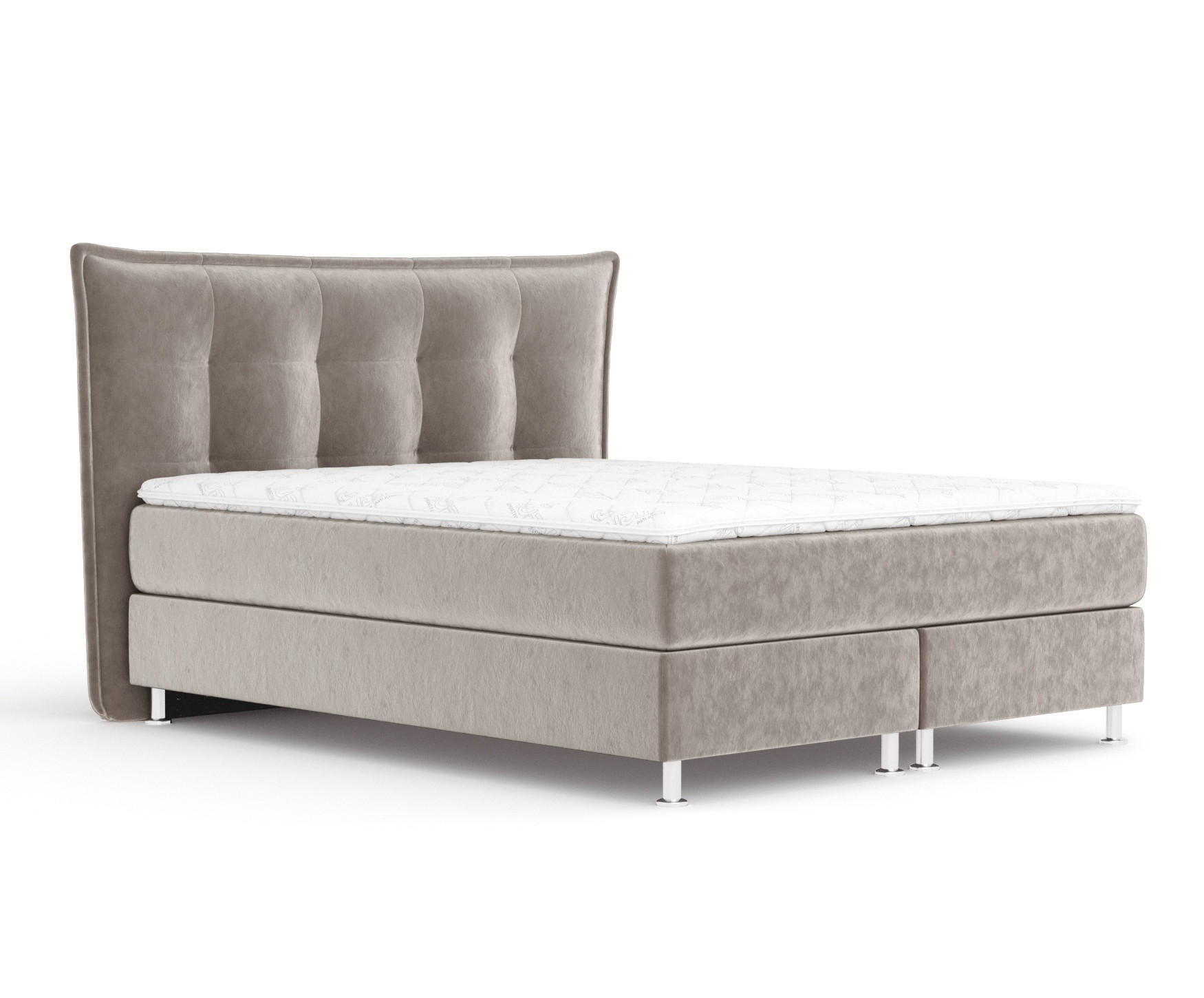 BOXSPRINGBETT Minori Taupe 160/200 cm mit Latex-Topper - Taupe/Silberfarben, Holz/Holzwerkstoff (160/200cm) - Maison de Reve