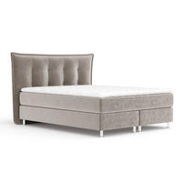 BOXSPRINGBETT Minori Taupe 160/200 cm mit Latex-Topper - Taupe/Silberfarben, Holz/Holzwerkstoff (160/200cm) - Maison de Reve