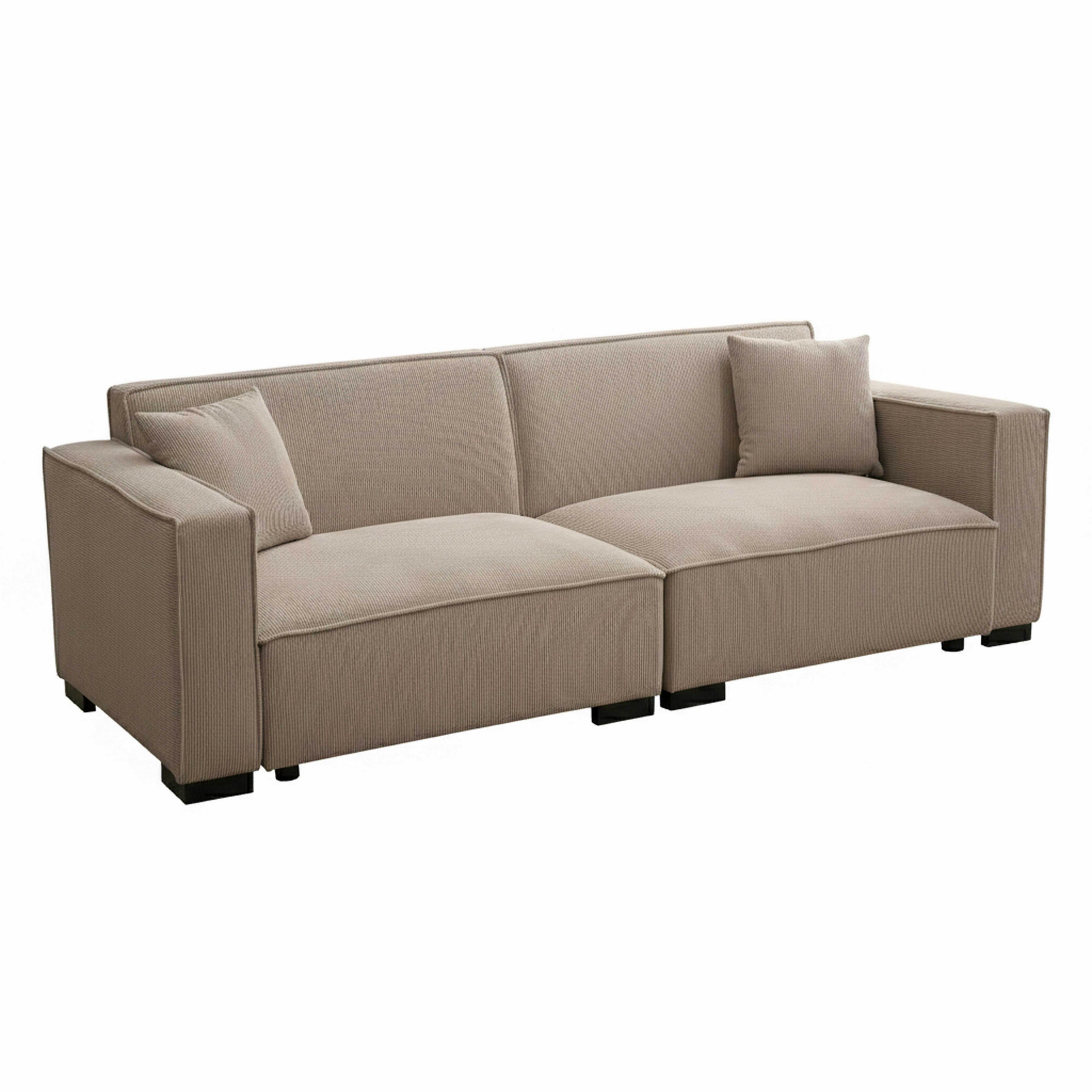 SOFA 3-Sitzer, Taupe - Taupe, Textil (90/76/230cm) - Oviala