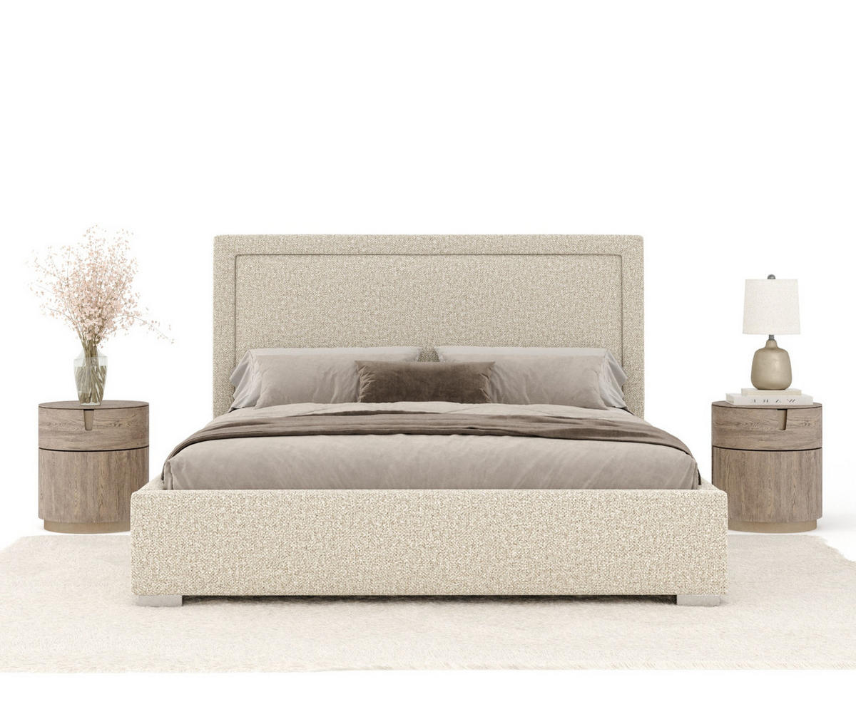 POLSTERBETT Ordina Beige 180/200 cm im Plüsch-Stoff - Beige/Silberfarben, Holz/Holzwerkstoff (180/200cm) - Maison de Reve