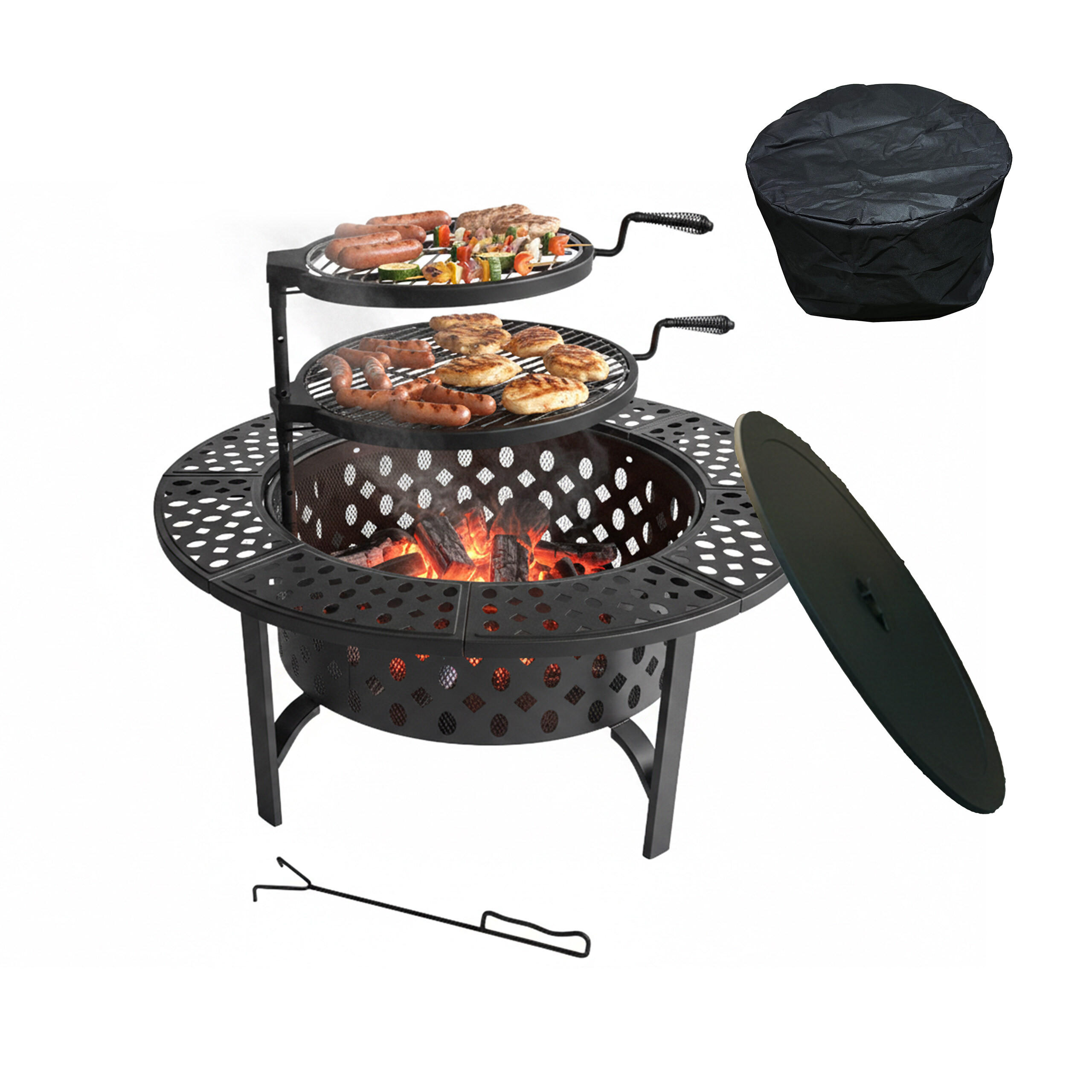 FEUERSCHALE - Schwarz, Textil/Metall (92/71/92cm) - Relaxdays