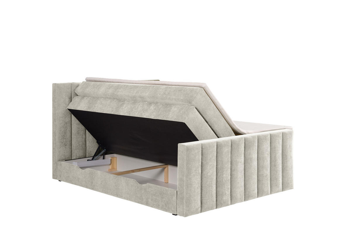 BOXSPRINGBETT VELTRA mit Topper und Bettkasten, Beige, 200x200 cm - Beige, Textil (200/200cm) - KS Home Concept