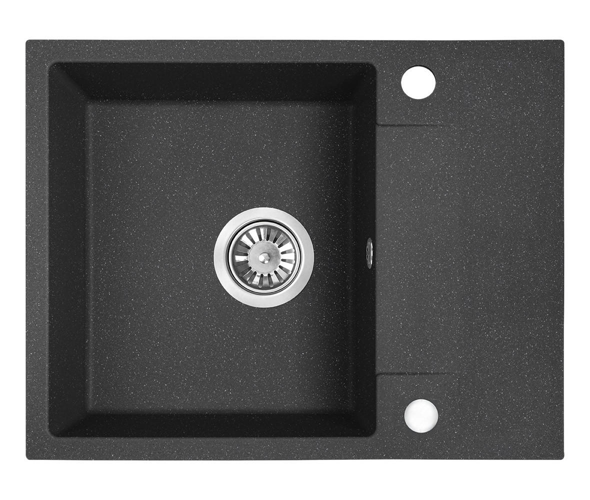 EINBAUSPÜLE RAB Schwarz, Einzelbecken, 44/56/17,5 cm - Schwarz, Stein (44/17.5/56cm) - bad land