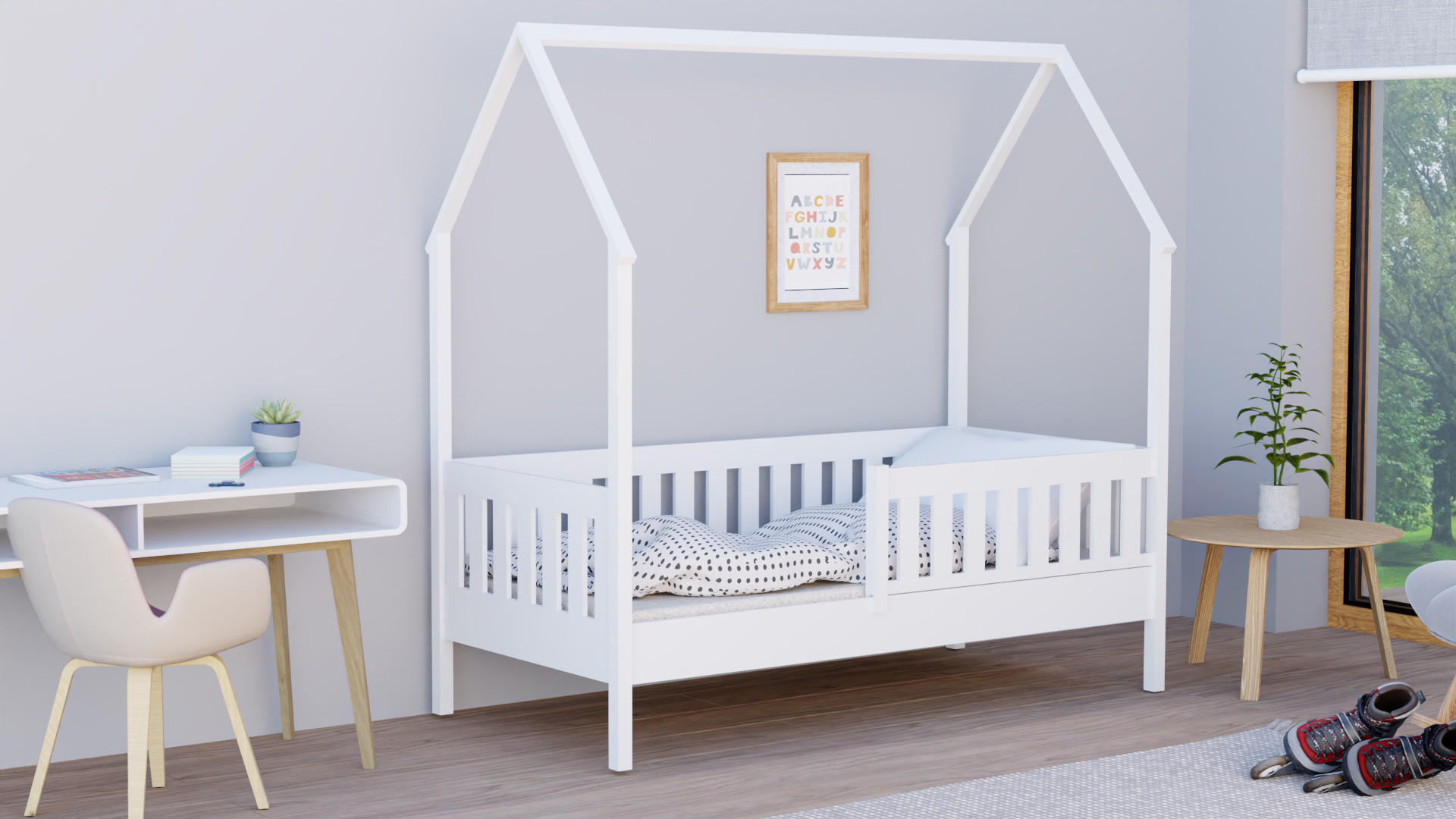 HAUSBETT 160x80 weiß - Weiß, Holzwerkstoff (80/160cm)