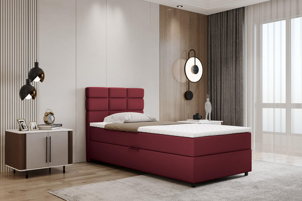 BOXBETT Reve 100 x 200 cm mit Bettkasten und Lattenrost ohne matratze - rot - Rot, Holz (100/200cm) - Panda Möbel