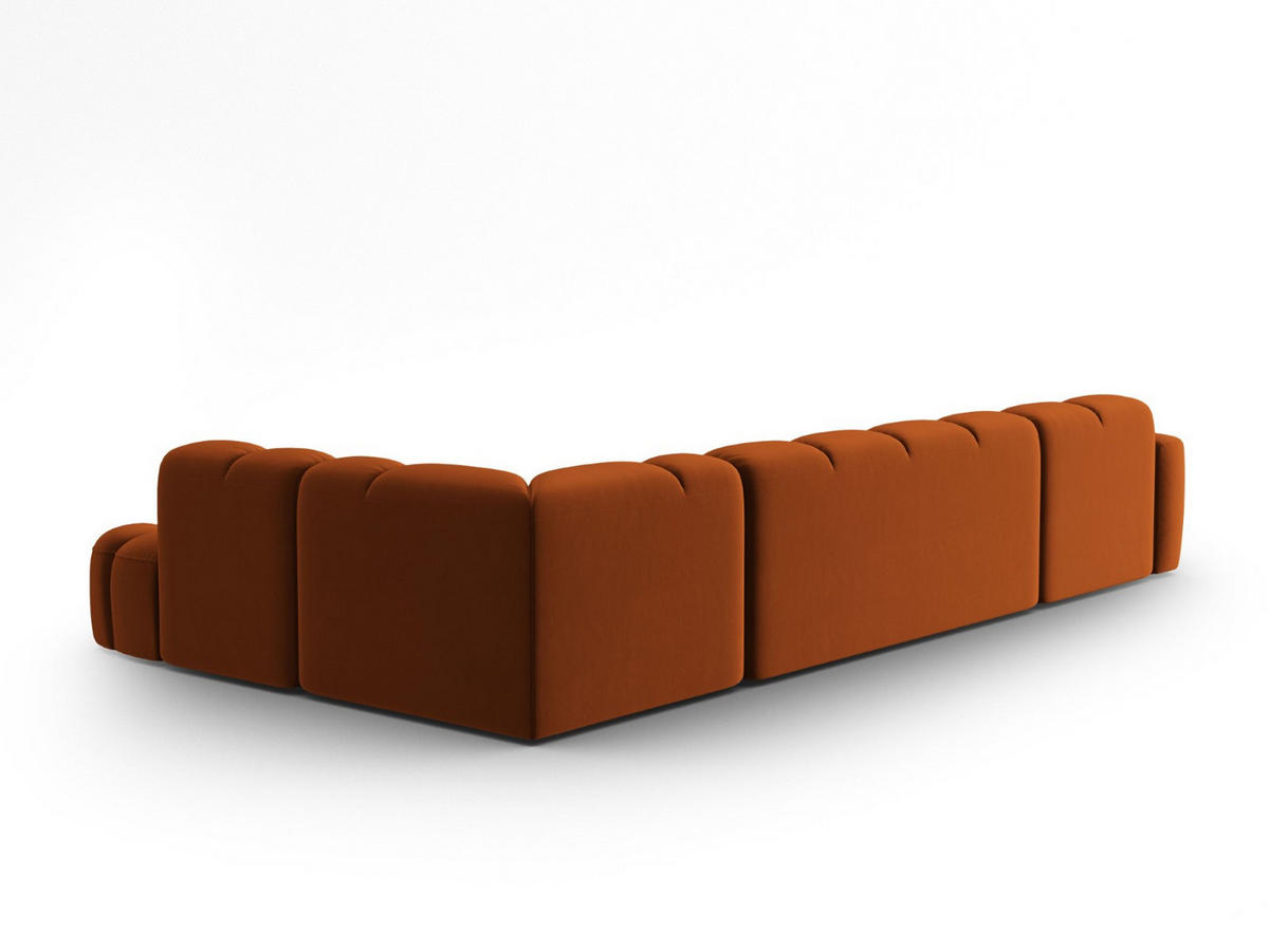PANORAMASOFA rechts Lisa aus Samt terrakotta 7 Sitzplätze - Terra cotta, Textil (234/77/387cm) - Micadoni