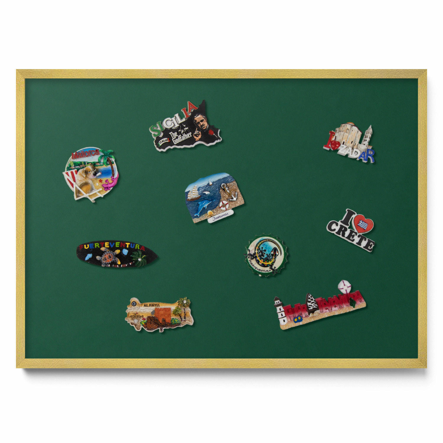 MAGNETTAFEL 70x50 cm Goldener Rahmen Dunkelgrün - Dunkelgrün, Metall (70/50/0.4cm) - TULUP