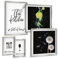 BILDER SET 5er Set - 50x50 cm & 20x30 cm & 40x60 cm Silberner Rahmen - Blumenposter Paris London - Silberfarben, Kunststoff (40/60cm) - TULUP