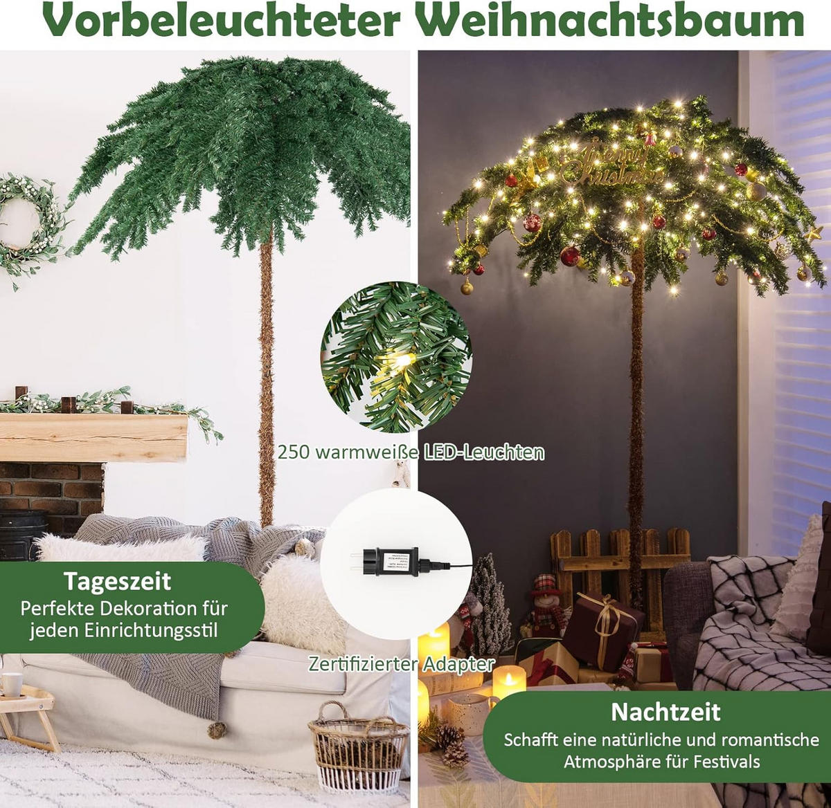 WEIHNACHTSBAUM Grün - Grün, Kunststoff (180cm) - COSTWAY