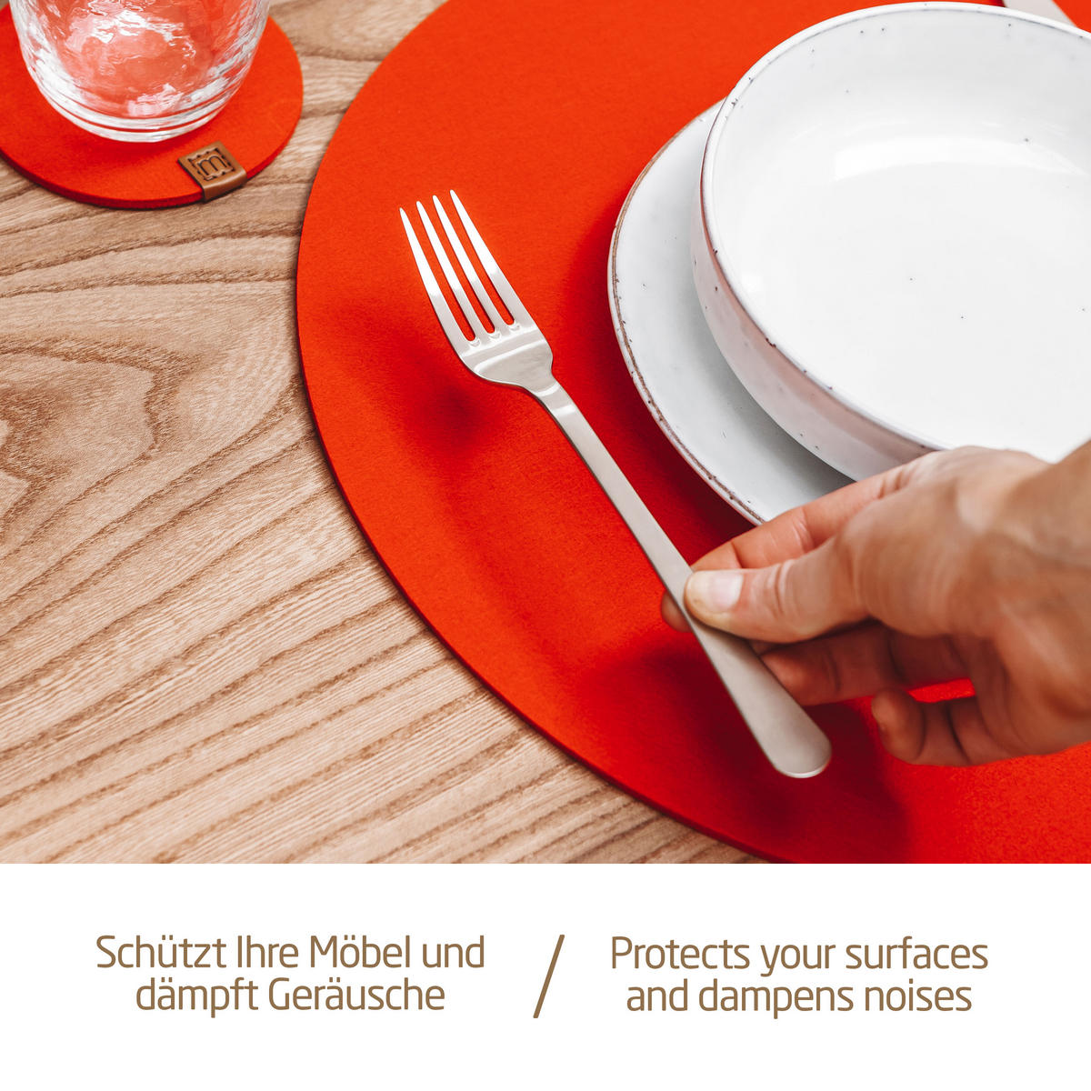 TISCHSETS Glasuntersetzer 12er-Set - Rot, Textil (37cm) - Miqio Design