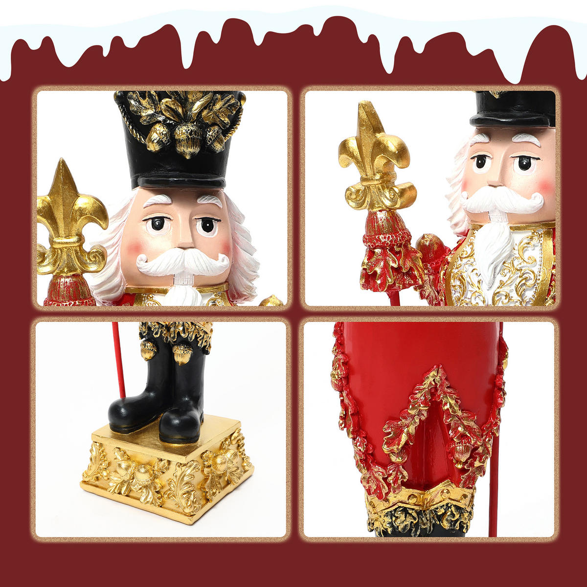 NUSSKNACKER Figur B13 x T12 x H51.5 cm - Rot, Naturmaterialien (12/51.5/13cm) - Hometopia