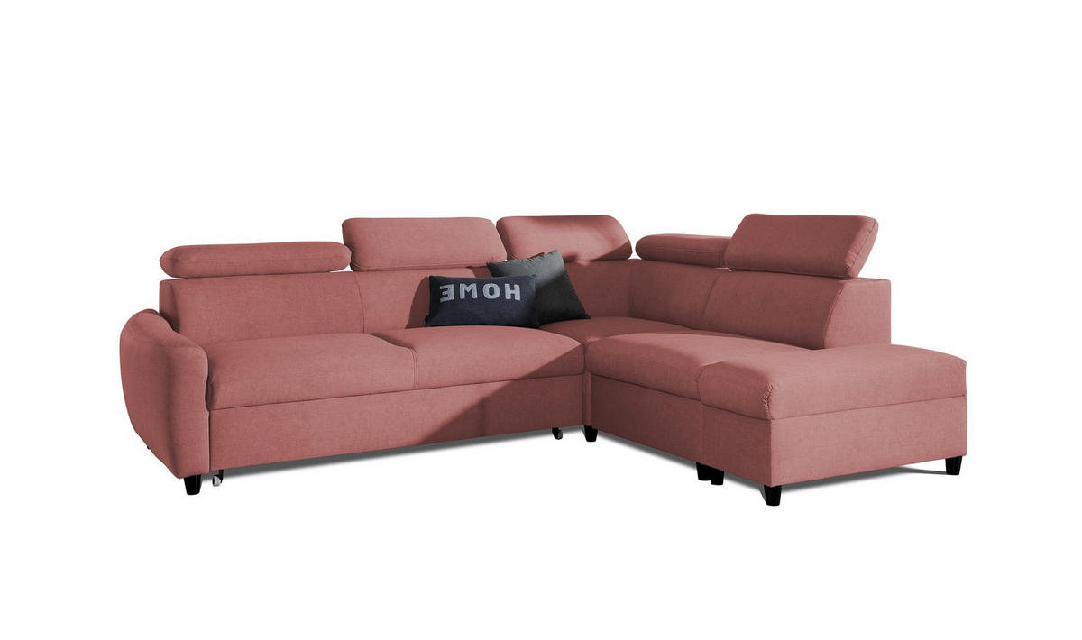 ECKSOFA Schlafsofa Anton In Esito - Rosa, Holzwerkstoff/Textil (265/205cm) - Fun Möbel