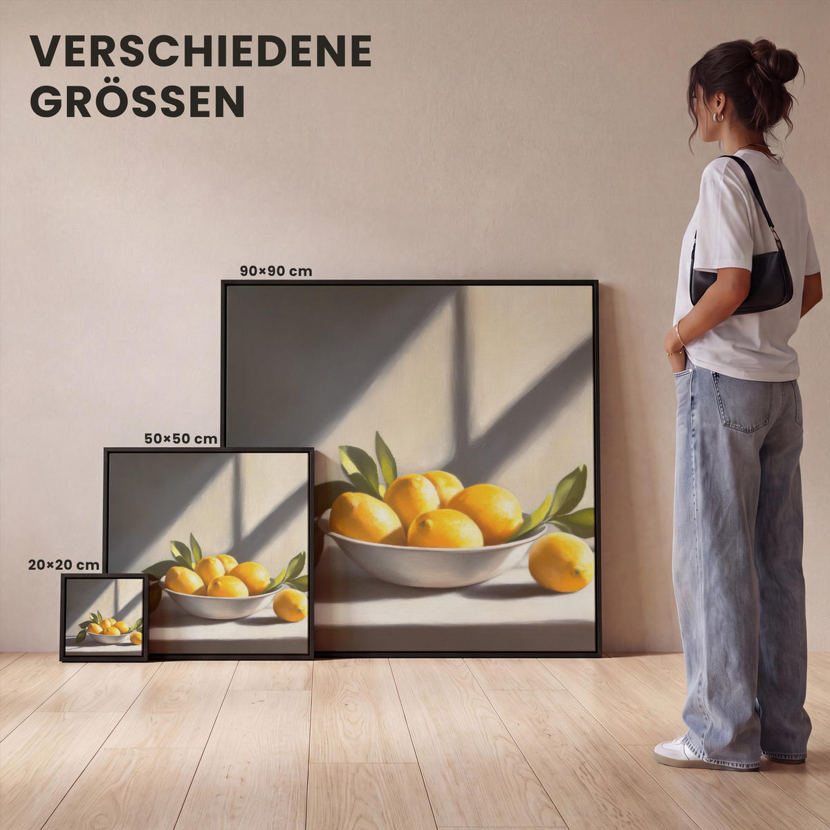 LEINWAND Bilder mit Rahmen - Zitronen - Stilleben - Gelb - 90x90 - Gelb, Textil (90/90cm) - MuchoWow