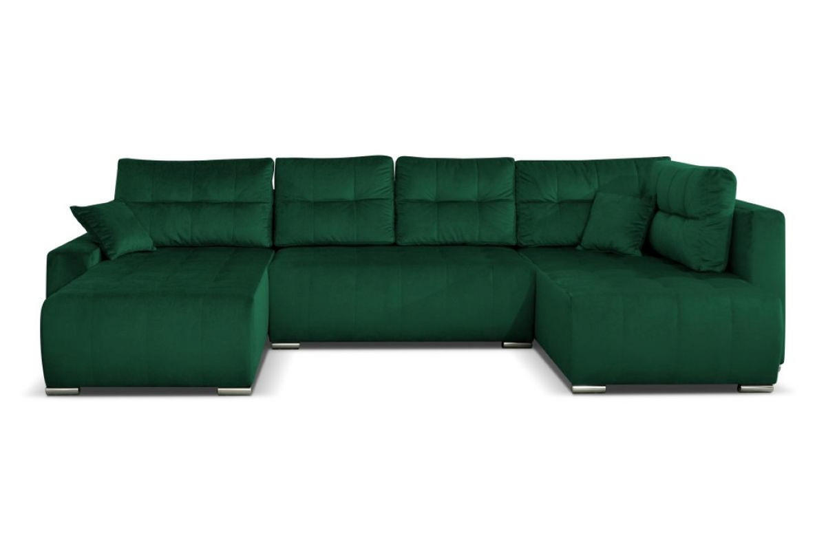 WOHNLANDSCHAFT Mediolan V U-Form mit Schlaffunktion und Bettkasten 358x190 cm grün - Grün, Holz (358/95/190cm) - Margaret Hadas24