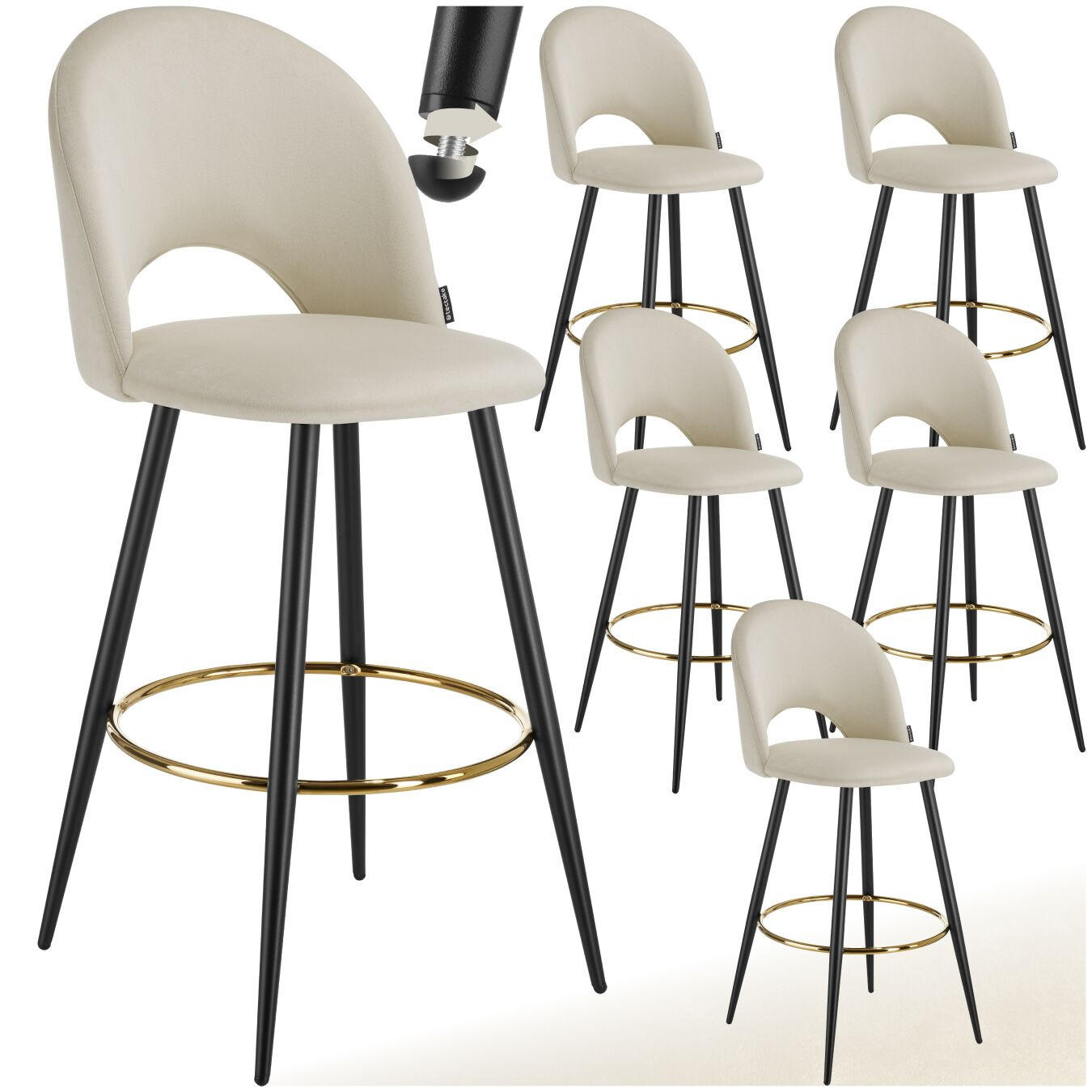 BARSTUHL Sachel,49 x 58 x 110 cm, Belastbarkeit 120 kg,creme/schwarz - Creme/Schwarz, Kunststoff/Textil (49/110/58cm) - tectake