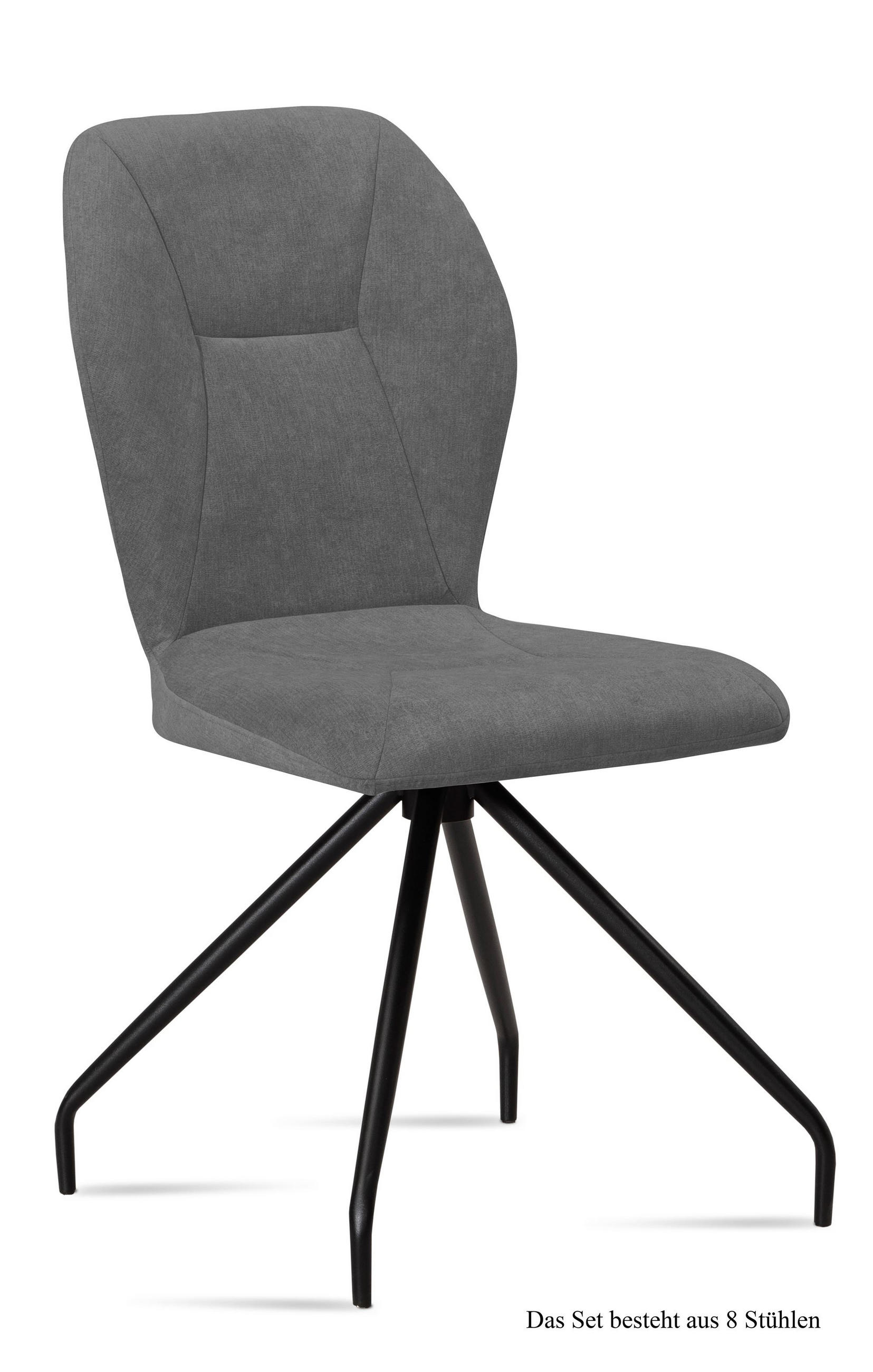 ESSZIMMERSTUHL (8er-Set) Dinnie 51x92x60 Schwarz/Grau - Schwarz/Grau, Kunststoff (60/92/51cm) - 58aufmkessel