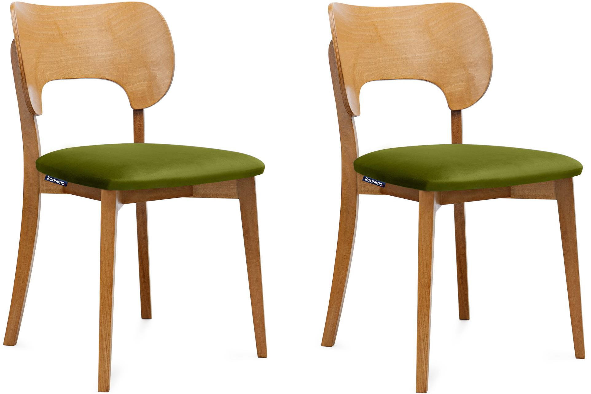 ESSZIMMERSTÜHLE LYCO (2er-Set), oliv / Eiche hell - Eichefarben/Olivgrün, Holz/Buchenholz (47/81/45cm) - KONSIMO®