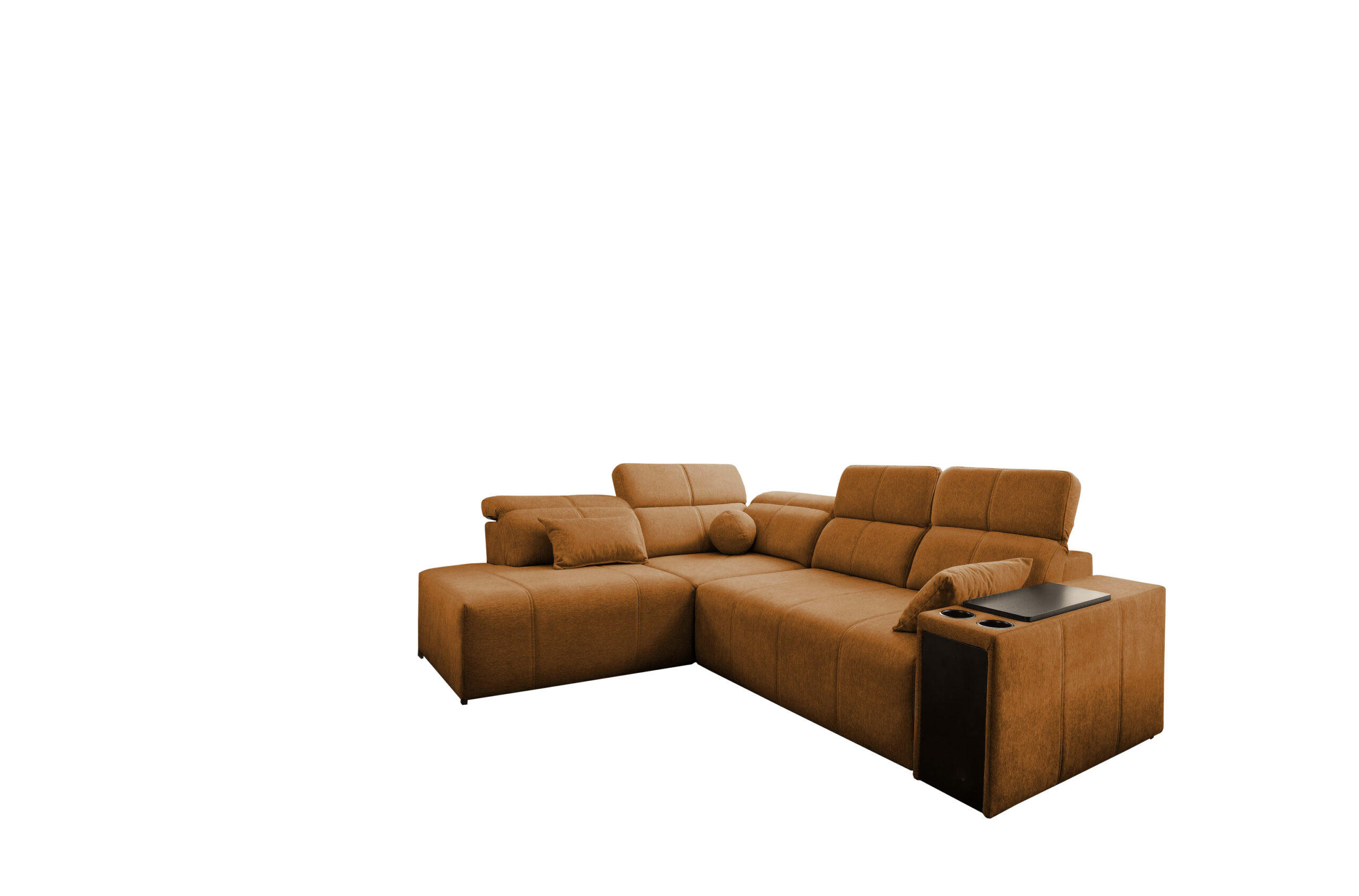 ECKSOFA Mindy VII mit Schlaffunktion und verstellbarer Rückenlehne, Stoff Verita Kupfer Links - Kupferfarben, Holz/Textil (230/288cm) - Kaiser Möbel