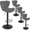 BARHOCKER 4er Set, Samt, Metallgestell, Dunkelgrau - Dunkelgrau/Schwarz, Textil/Metall (47/89/54cm) - Woltu