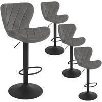 BARHOCKER 4er Set, Samt, Metallgestell, Dunkelgrau - Dunkelgrau/Schwarz, Textil/Metall (47/89/54cm) - Woltu