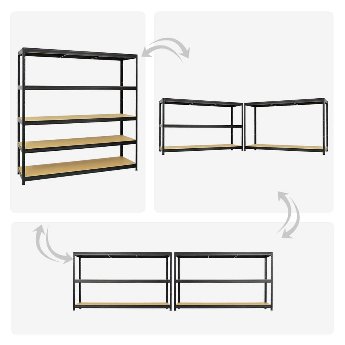 SCHWERLASTREGAL Giant Elephant 180x180x45 cm Fachlast 200 kg Schwarz - Schwarz, Metall (180/180/45cm) - PROREGAL