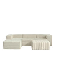 MODULARSOFA mit Cord-Optik 270×180 cm - Beige, Textil (270/60/180cm) - Vercart