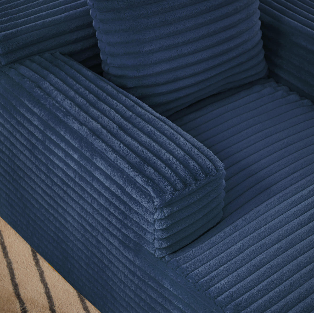 CHAISELONGUE aus Cord Blau ohne Montage - Blau, Kunststoff (81.03/49.78/116.84cm) - Meubliv