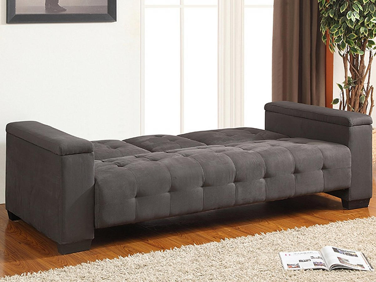 SCHLAFSOFA - 3 Personen - Stoff, Stoff - Grau - - Grau, Textil (218/88/94cm) - Vente-Unique