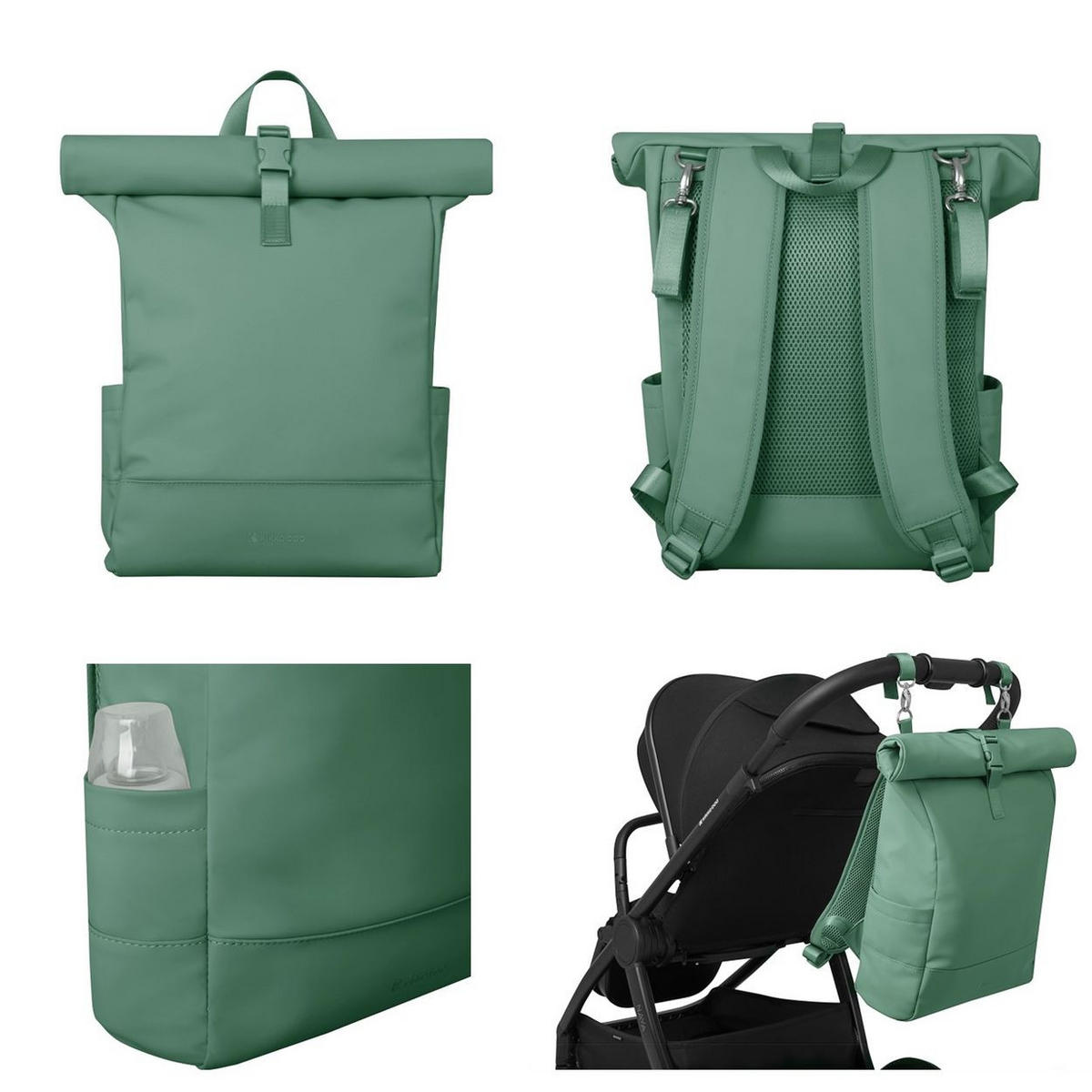 WICKELTASCHE Jayden grün Rucksack, einstellbare Grifflänge, Reißverschluss, Sicherheitsgurt - Grün, Textil (15/45/33cm) - Kikka boo