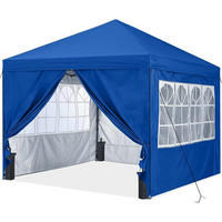 PAVILLON 2.5x2.5M wasserdicht Pop-Up Sonnenschutz mit Rolltragetasche Weiß - Blau, Textil (243.8/297.2/243.8cm)