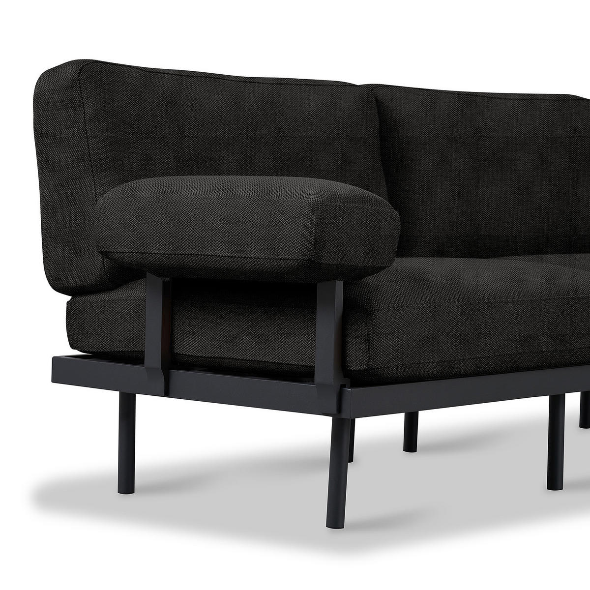 3-SITZER OUTDOOR-SOFA - Schwarz, Textil/Metall (202/80/84cm) - home24