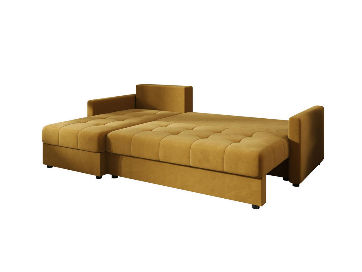 ECKSOFA MOS L BIS Itaka 33 Links mit Schlaffunktion - Currygelb, Textil (220/143cm) - Bedante