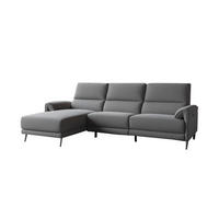 ECKSOFA ADRIANA Anthrazit Flachgewebe Relaxfunktion - Anthrazit/Schwarz, Textil/Metall (280/163cm) - KAWOLA