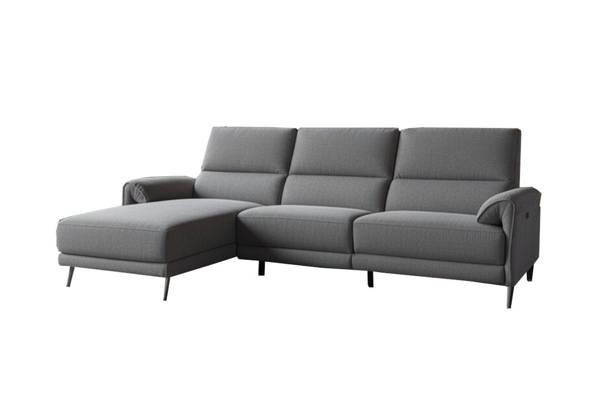 ECKSOFA ADRIANA Anthrazit Flachgewebe Relaxfunktion - Anthrazit/Schwarz, Textil/Metall (280/163cm) - KAWOLA