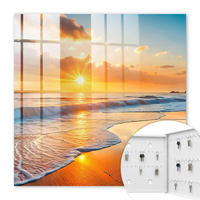 SCHLÜSSELBOX Weiß 30x30 cm – Türöffnung nach rechts - Sonnenuntergang über dem Meer - Orange, Metall (30/30/5cm) - TULUP
