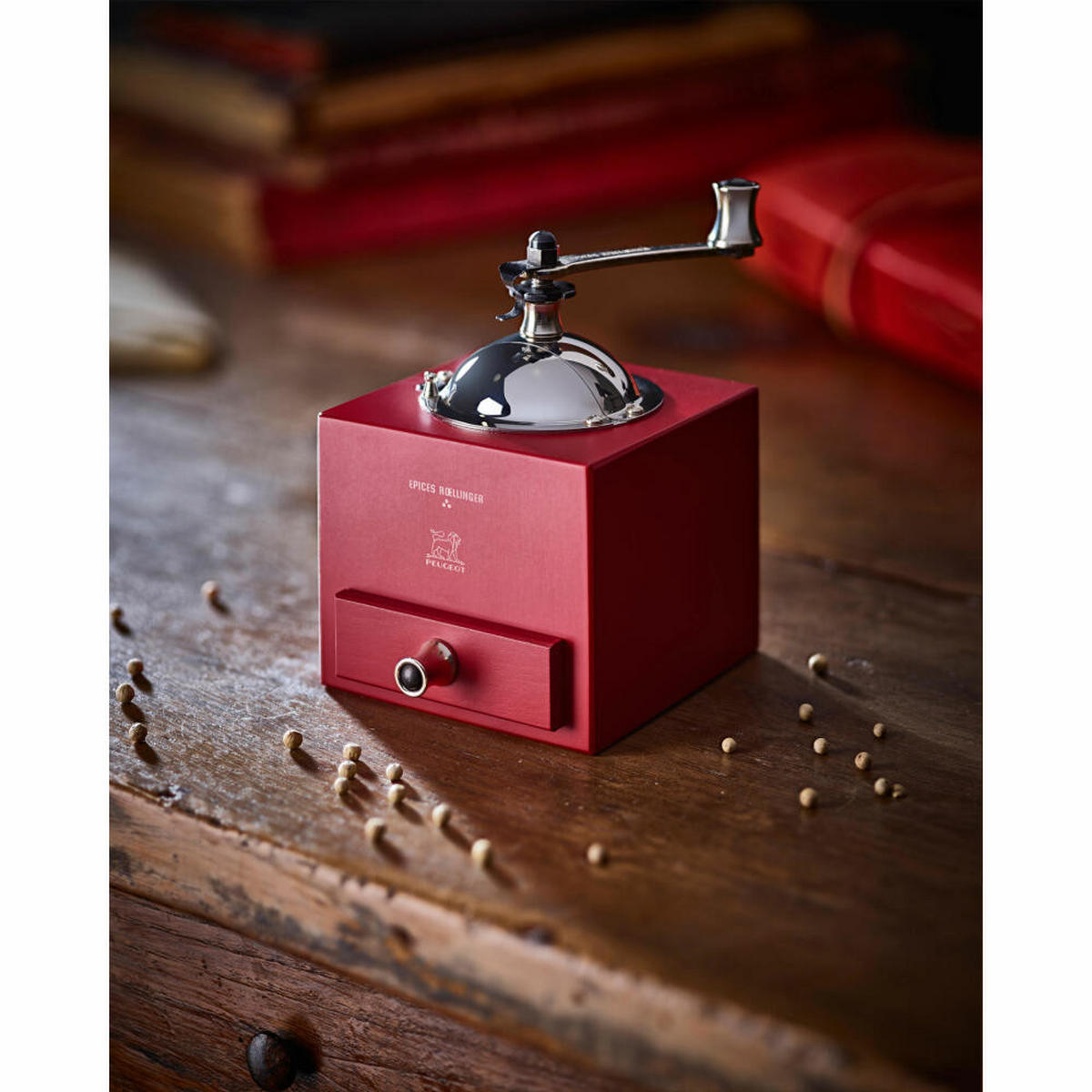 PFEFFERMÜHLE Roellinger 13cm Buchenholz Chilirot Stahlmahlwerk - Rot, Holz (8.6/12.5/8.6cm) - PEUGEOT