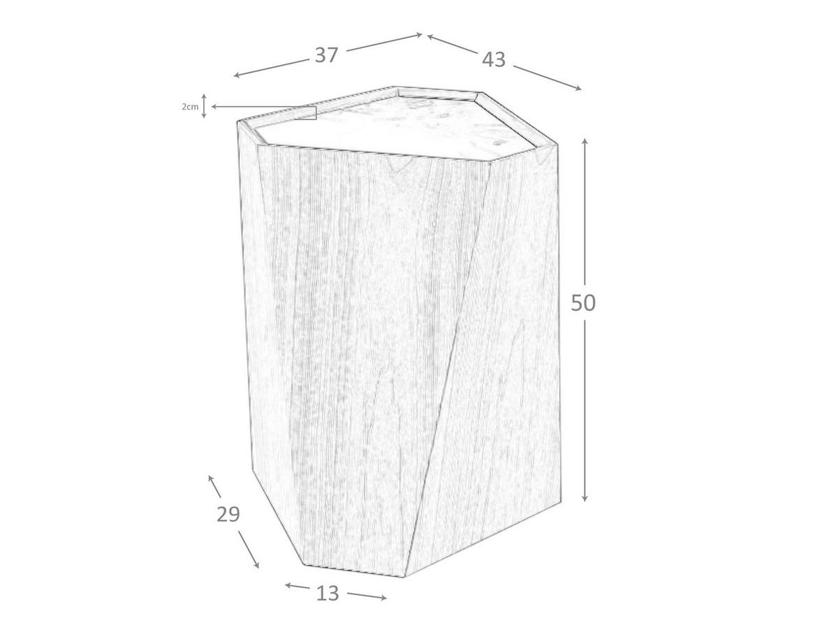 ECKTISCH Dreieckiger Ecktisch aus Porzellanmarmor und Nussbaumholz 43/37/50 cm - Walnussfarben/Weiß, Holz (37/43/50cm) - ANGEL CERDA