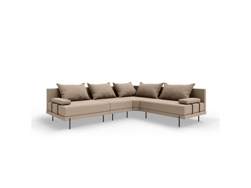 GARTENSOFA BAHAMA M - Rechts - Wetterfeste Balkonmöbel & Terrassenmöbel Außen - Moderne Lounge Möbel für Garten - Balkon & Terrasse - Beige - Beige, Kunststoff (298/75/222cm) - Trada