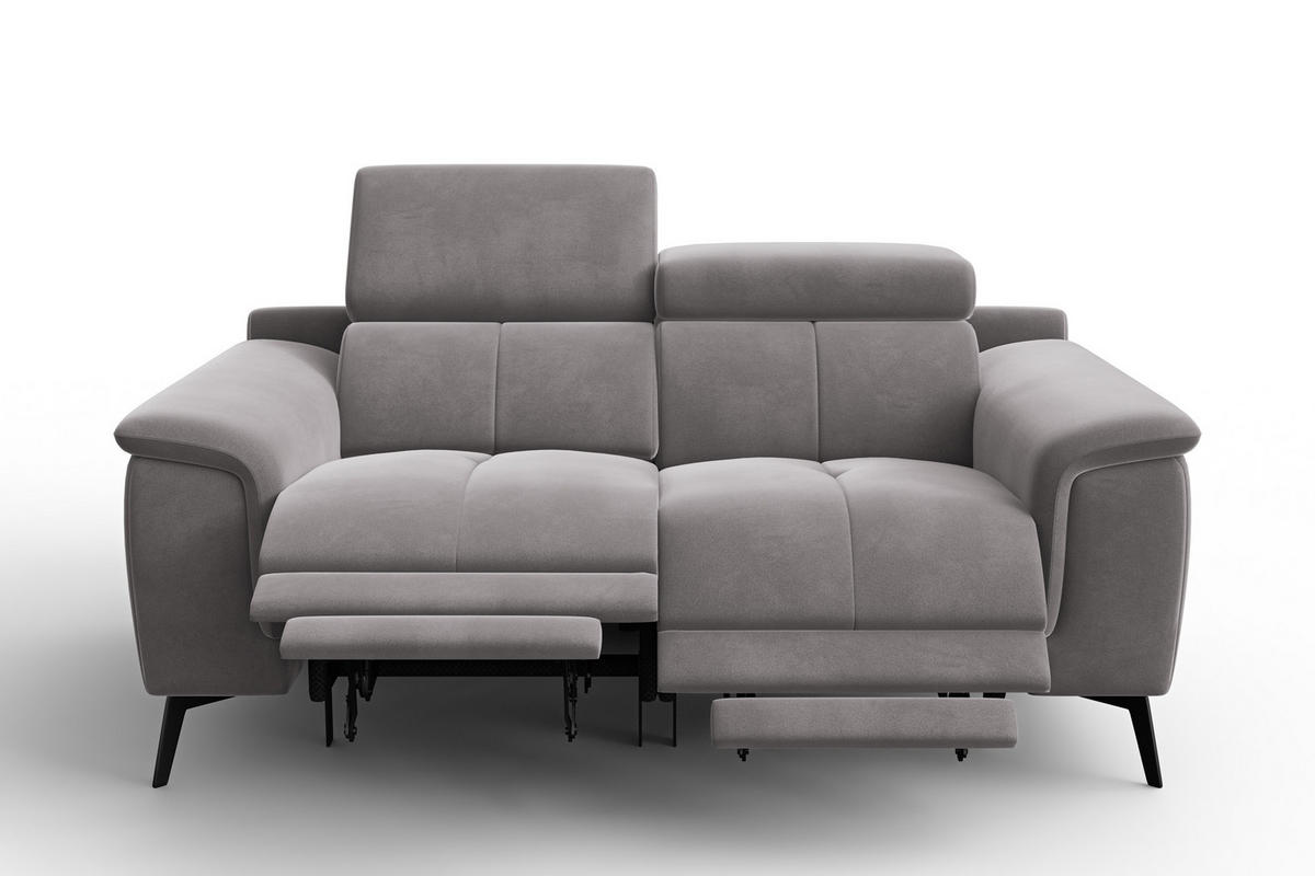 SOFA RELAX FIERO 2-Sitzer, Dunkelgrauer Veloursstoff - Dunkelgrau/Schwarz, Holz/Textil (170/82/103cm) - Courtois Laville