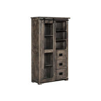 VITRINE Mango 100x45x175 grau lackiert RAILWAY #226 - Grau, Holz (100/175/45cm) - Massivmoebel24