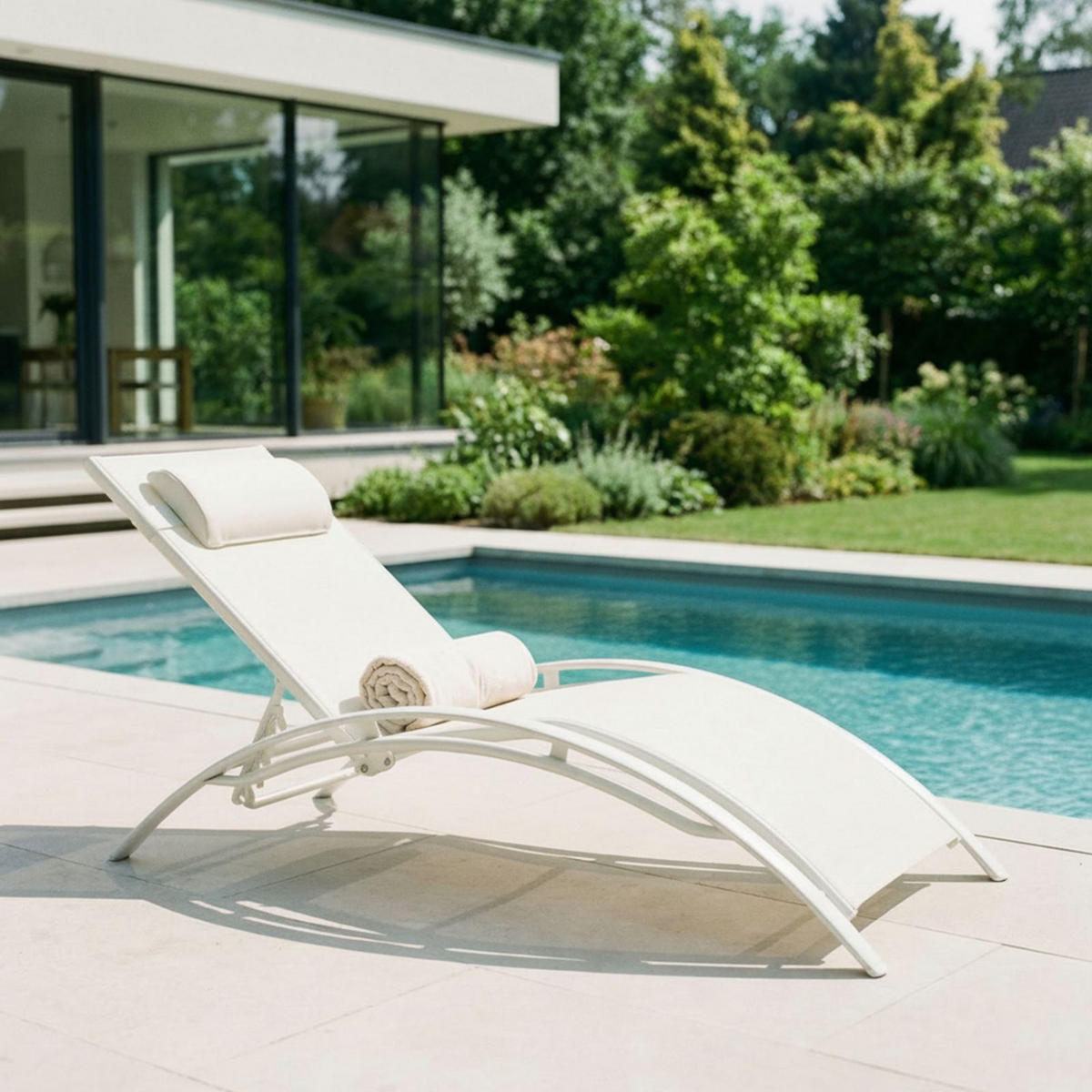 GARTENLIEGE RELAX cremeweiß - Creme, Textil/Metall (179/88/64cm) - IDIMEX