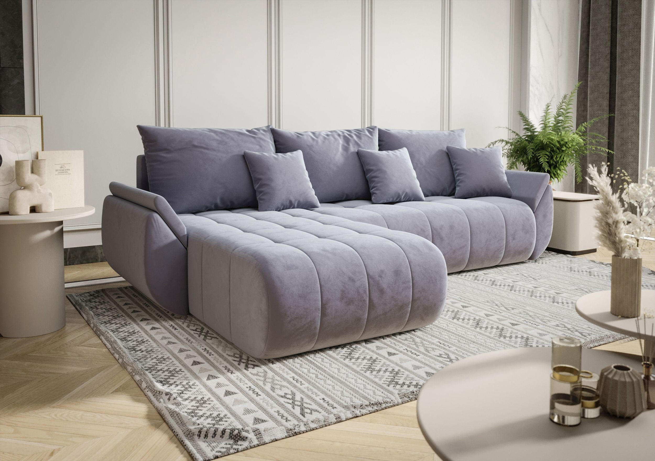 ECKSOFA mit Schlaffunktion TOKYO L Monolith 70 Links - Hellblau, Textil (280/185cm) - Bedante