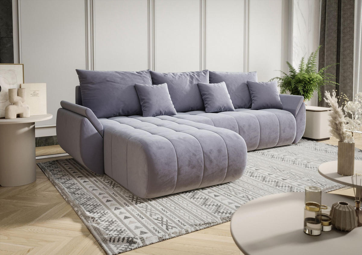 ECKSOFA mit Schlaffunktion TOKYO L Monolith 70 Links - Grau, Textil (280/185cm) - Bedante