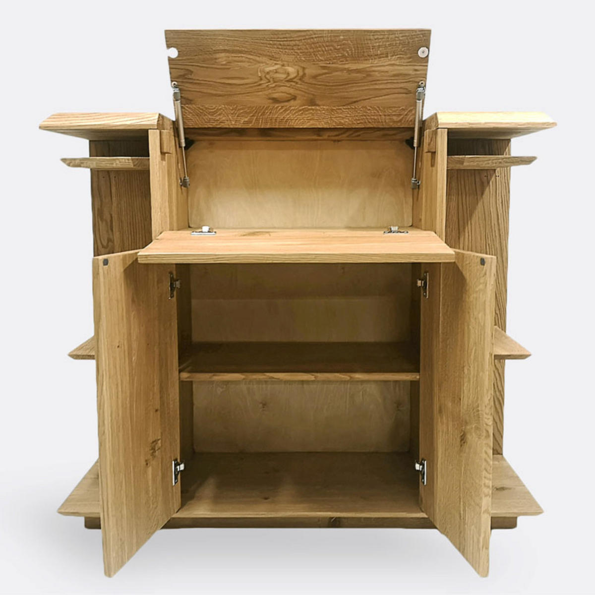 EICHENHOLZ-BAR für Alkoholgetränke und Gläser für das Esszimmer oder Wohnzimmer CARMEN I - Eichefarben, Holz (120/100/50cm) - Rawood Furniture